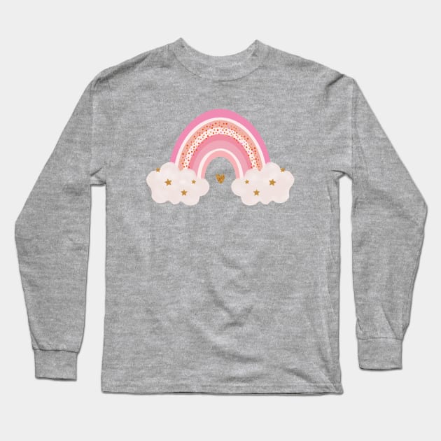 Cute Pink Rainbow Long Sleeve T-Shirt by Space Sense Design Studio